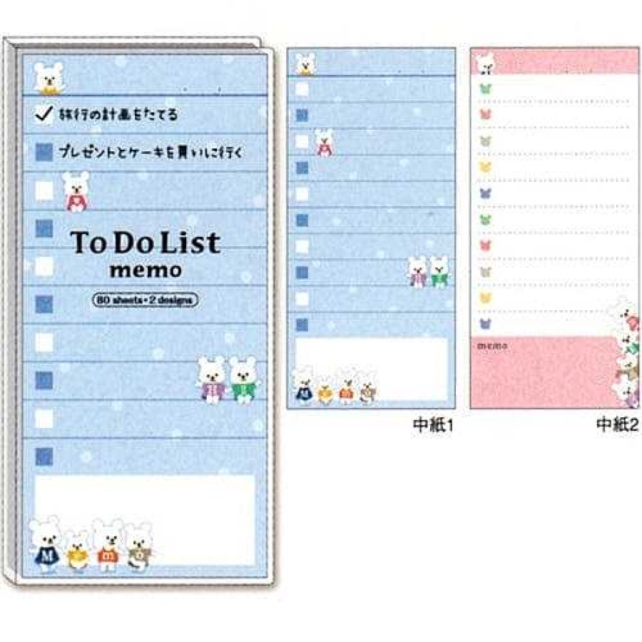 Stationery Kawaii Import | Mind Wave Bear And Bear To Do List Memo