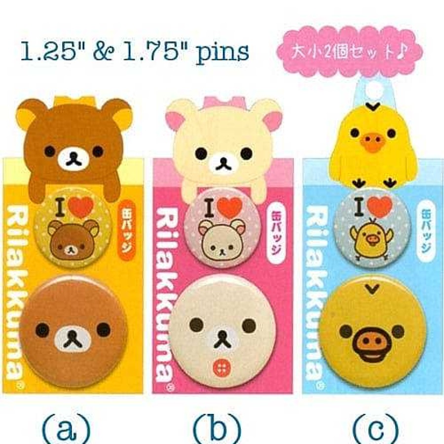 Styles Kawaii Import Pins & Ita | San-X Rilakkuma 2-Piece Pin Set: Little Bear