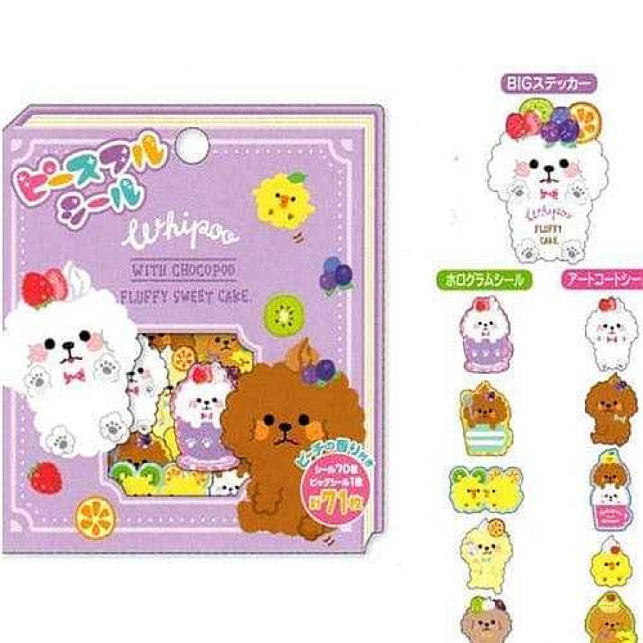 Stationery Kawaii Import Sticker Flakes | Mind Wave Whipoo With Chocopoo 71-Piece Sticker Sack: Fluffy Puppies