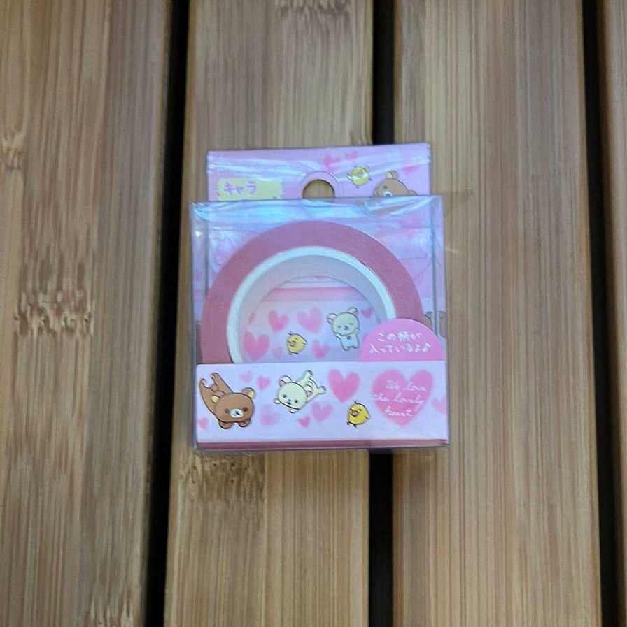 Stationery Kawaii Import San-X Stickers & Washi | Rilakkuma Relax Pink Heart Washi Tape