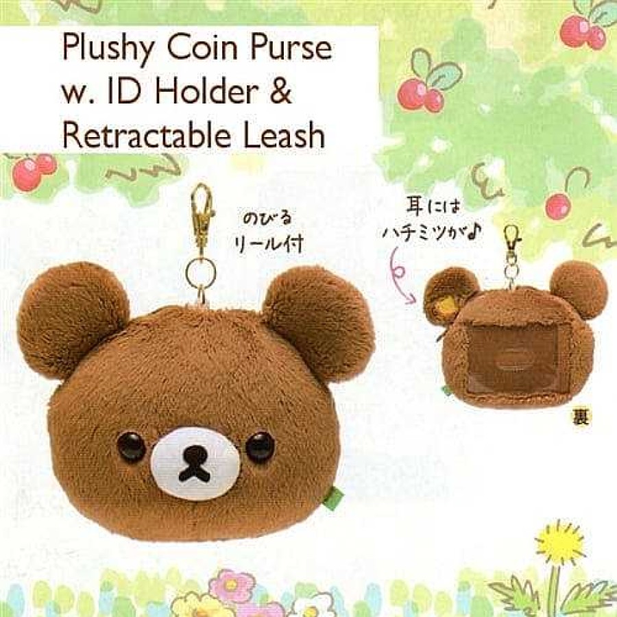 Styles Kawaii Import Coin Purses | San-X Rilakkuma Relax Bear Plushy Id & Coin Purse With Retractable Leash: Kogumachan & The Honey Forest