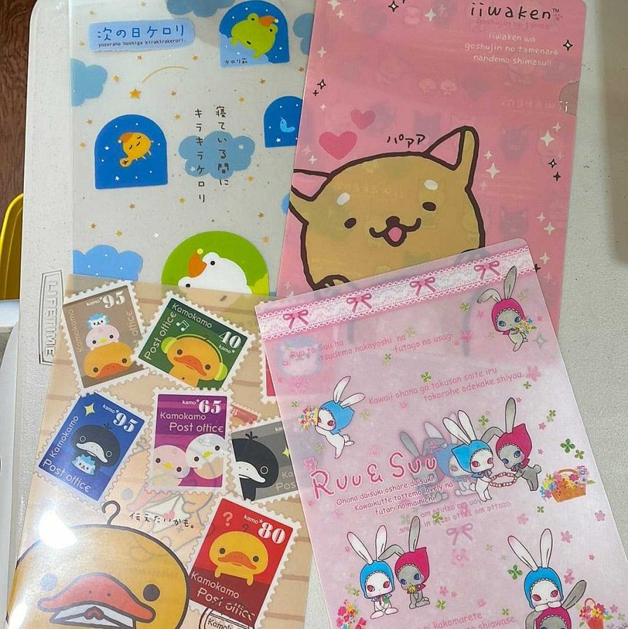 Stationery Kawaii Import | San-X Assorted Characters Vinyl A4 File Folders 4-Packs