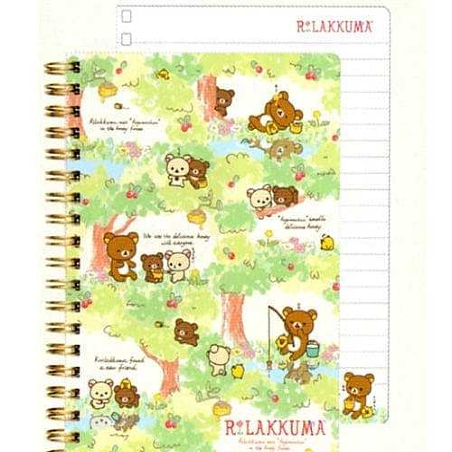 Stationery Kawaii Import Spiral Notebooks | San-X Rilakkuma Relax Bear B6 Spiral Notebook: Kogumachan & The Honey Forest (B)