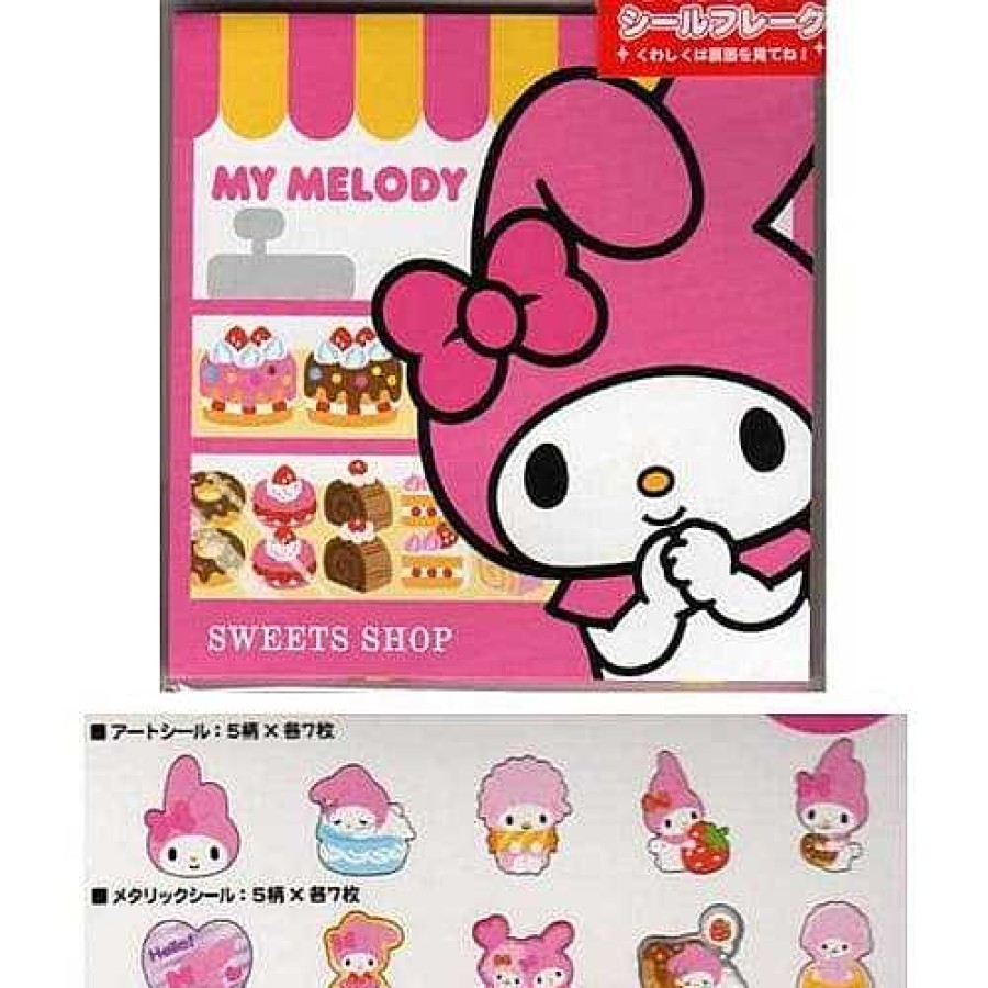 Stationery Kawaii Import Sticker Flakes | Sanrio Japan My Melody Sweets Shop 71-Piece Sticker Sack