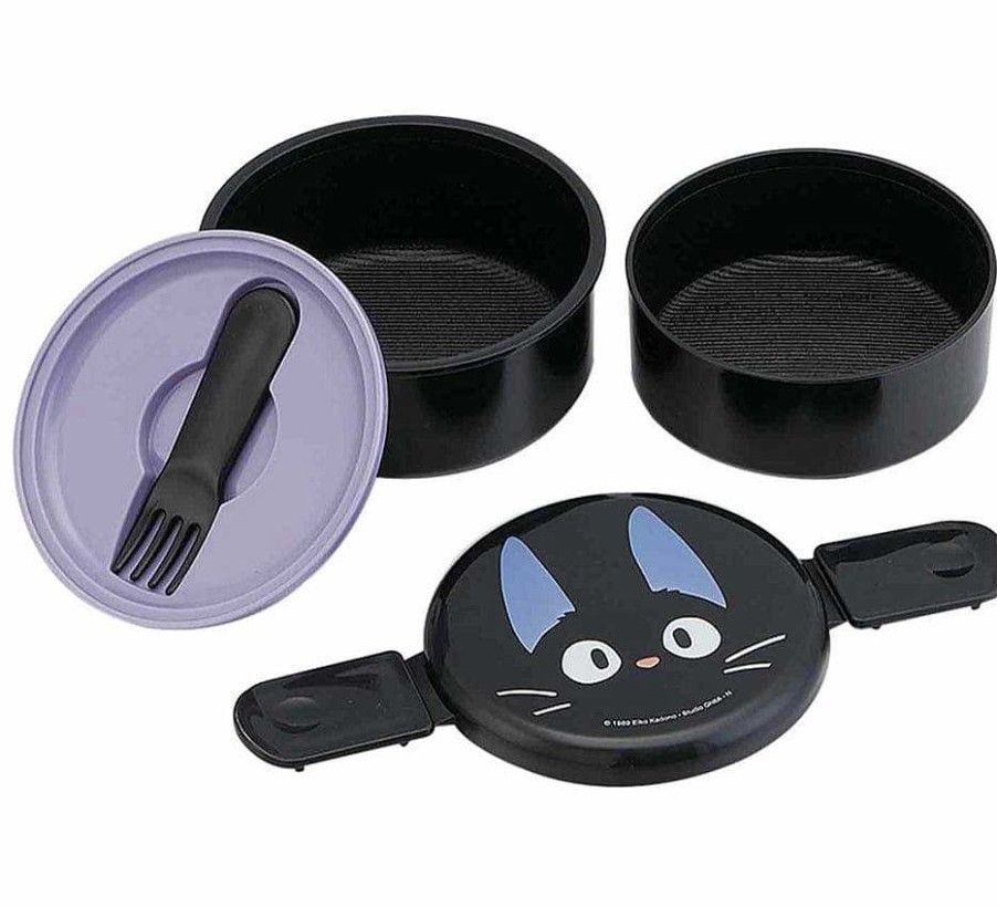 Homegoods Clever Idiots | Kiki'S Delivery Service Jiji 2-Layered Round Bento Lunch Box With Fork