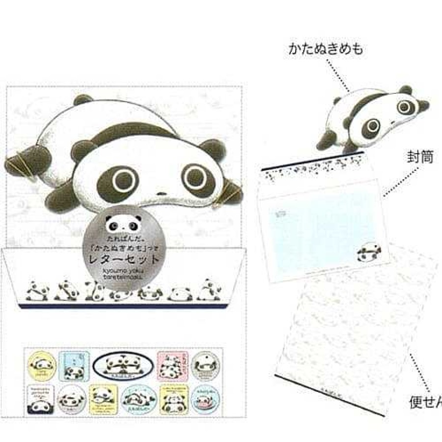 Stationery Kawaii Import Letter Sets | San-X Tarepanda Double Letter Set With Seal Stickers: Laying Down 15Th Anniversary