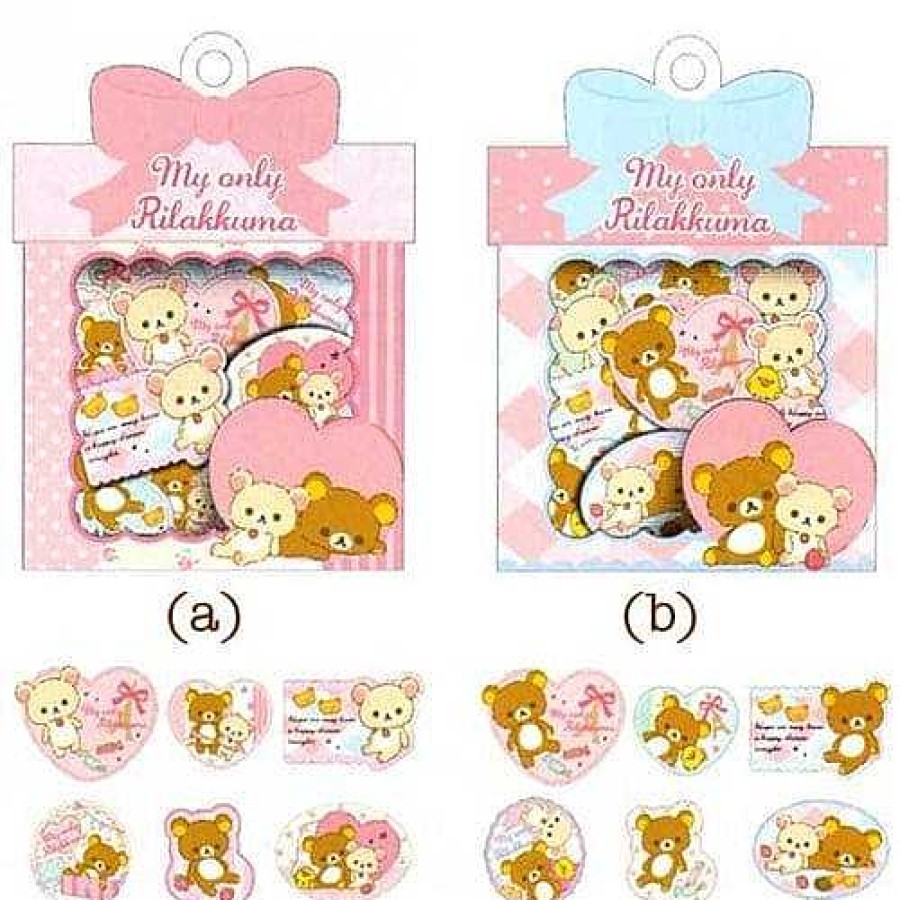 Stationery Kawaii Import Sticker Flakes | San-X My Only Rilakkuma 60-Piece Sticker Sacks