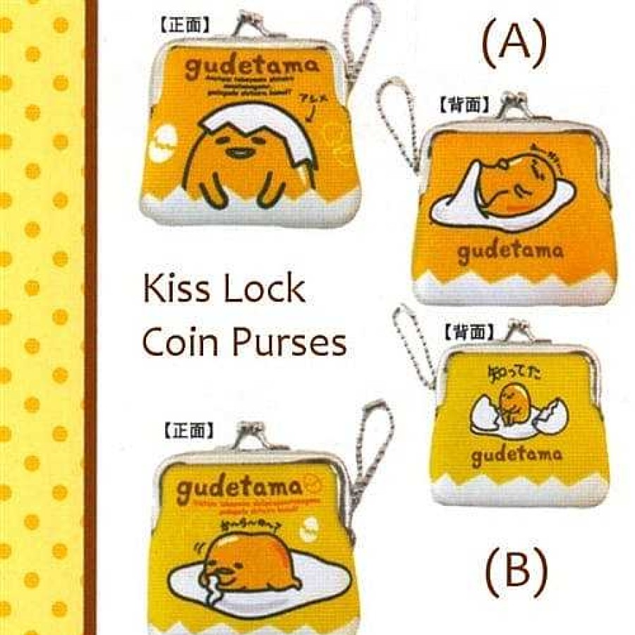 Styles Kawaii Import Coin Purses | Sanrio Japan Gudetama Lazy Egg 3.3" Kiss Lock Coin Purses With Keychain