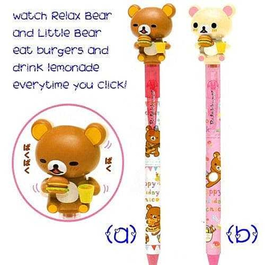 Stationery Kawaii Import Pens | San-X Rilakkuma Eating Burger Mechanical Action Pens