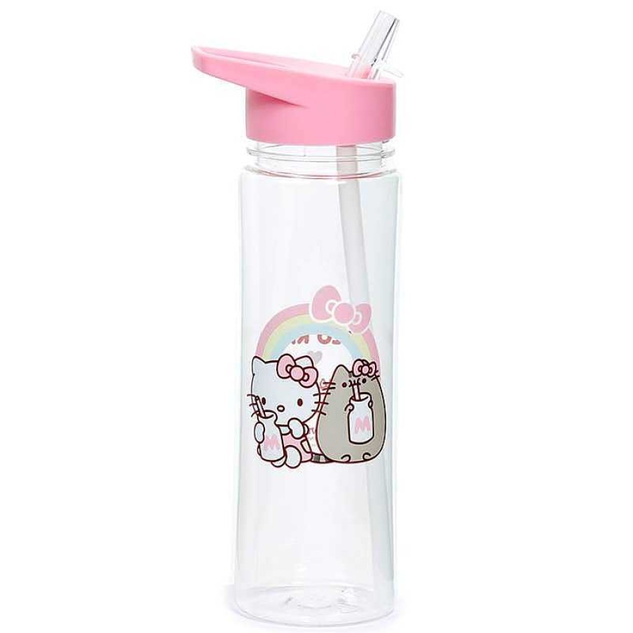 Homegoods Puckator Ltd | Hello Kitty X Pusheen Shatterproof Water Bottle With Pop-Up Straw