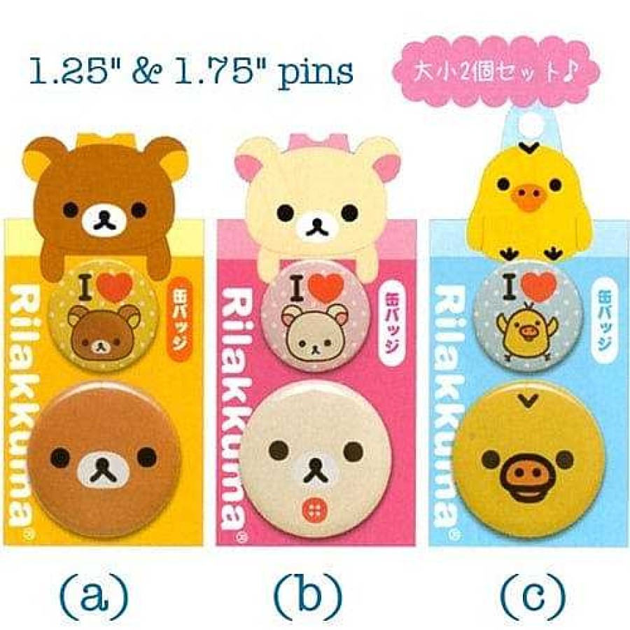 Styles Kawaii Import Pins & Ita | San-X Rilakkuma 2-Piece Pin Set: Relax Bear