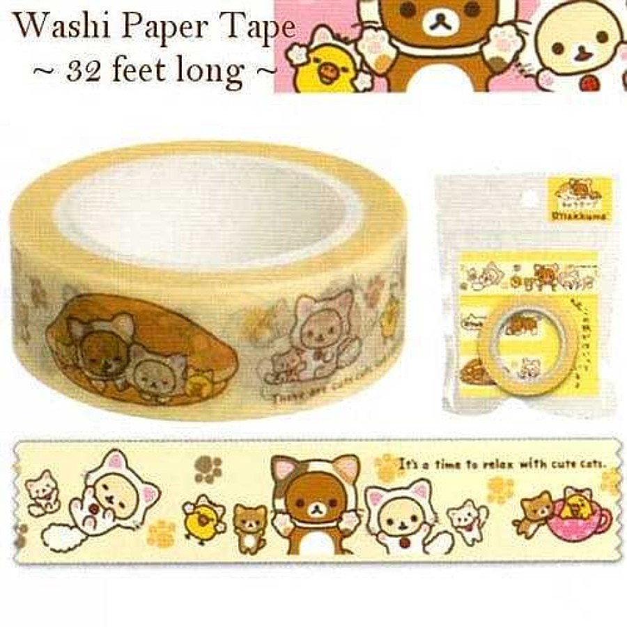 Stationery Kawaii Import Washi & Deco Tape | San-X Rilakku Cat Washi Paper Tape: (B)