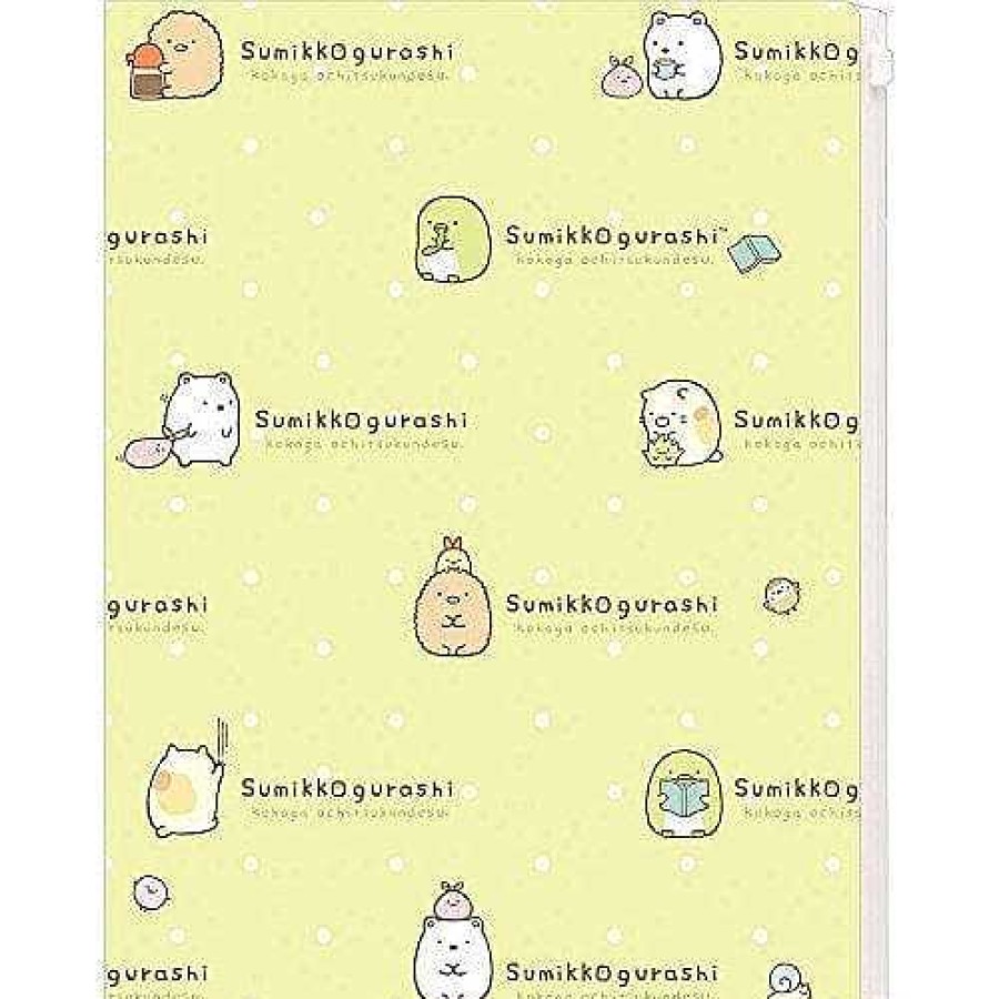 Stationery Kawaii Import | Green Sumikko Gurashi 6+1 Sliding Zip Lock Pockets A4 Plastic File Folder