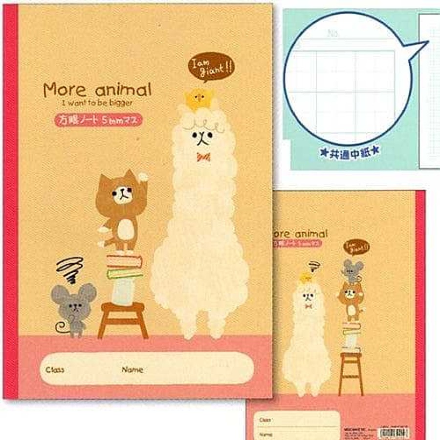 Stationery Kawaii Import Kanji Notebooks | Mind Wave More Animal Alpaca B5 Kanji Graph Notebook