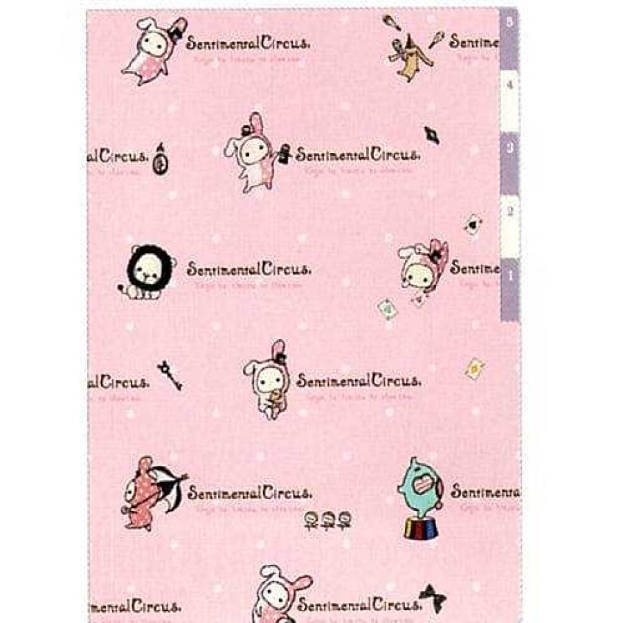 Stationery Kawaii Import | San-X Sentimental Circus Pink 5-Index A4 Plastic File Folder