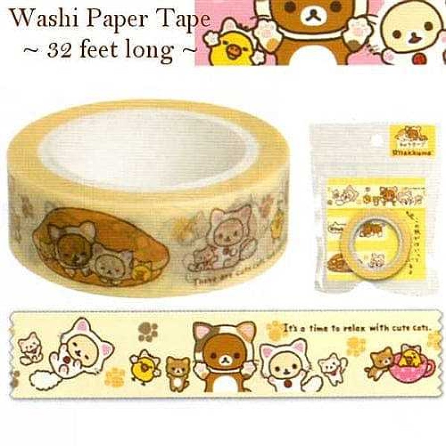 Stationery Kawaii Import San-X Stickers & Washi | San-X Rilakku Cat Washi Paper Tape: (B)