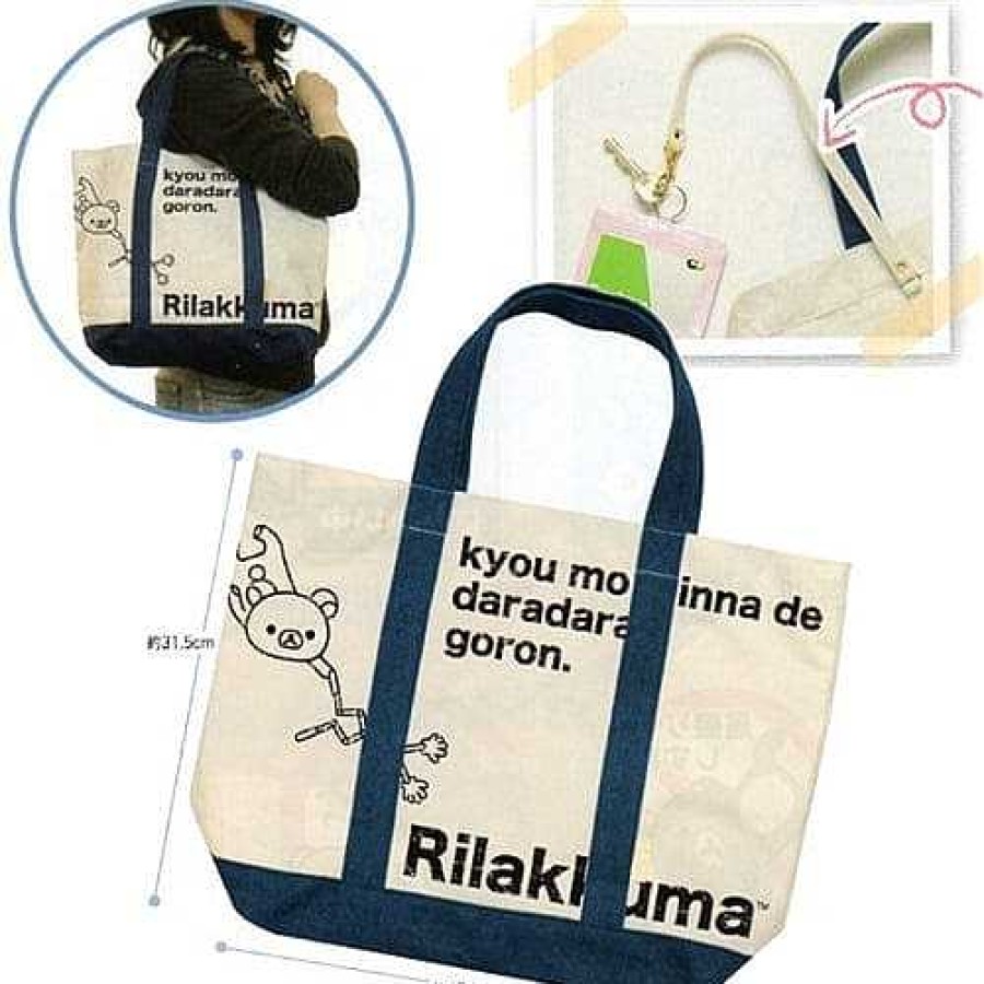 Styles Kawaii Import Totes | San-X Rilakkuma 17.5" Denim Tote