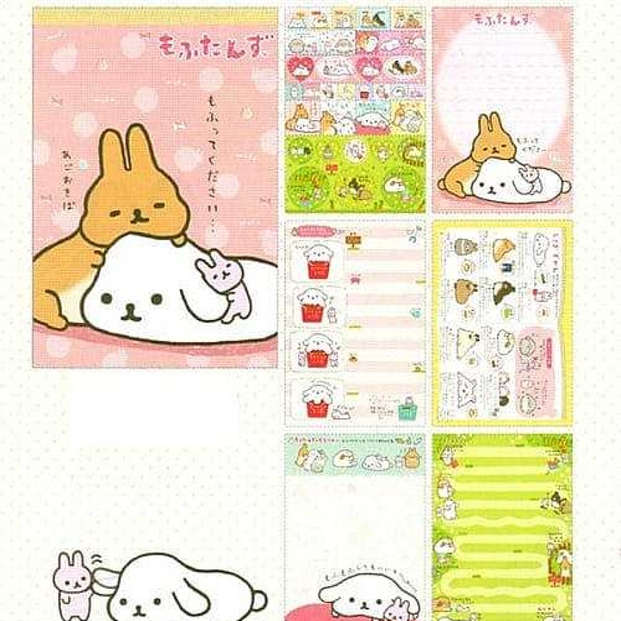 Stationery Kawaii Import Memos | San-X Mofutans Mochi Bunnies Memo Pad With Stickers: Pink