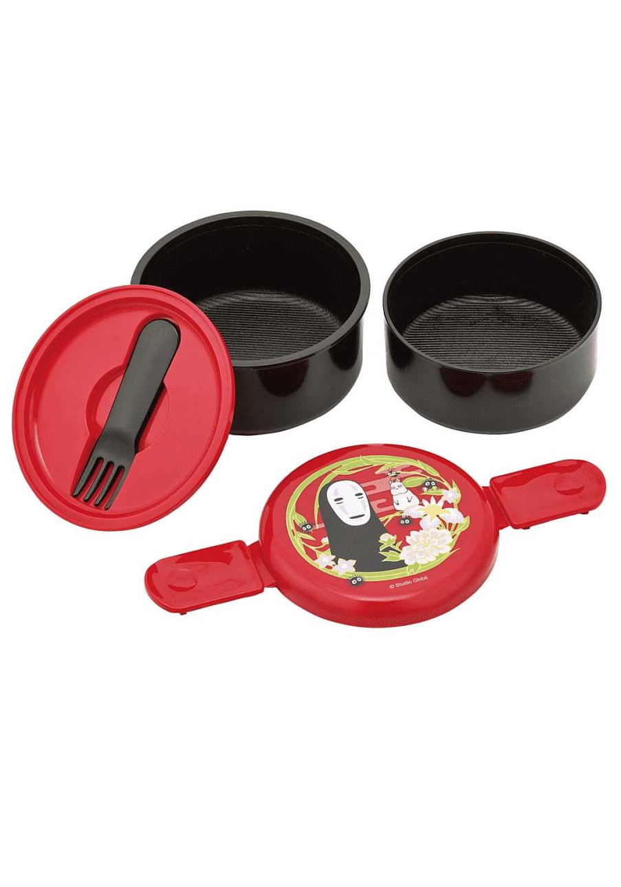 Homegoods Clever Idiots | Spirited Away Dark Red 2-Layered Round Bento Lunch Box With Fork