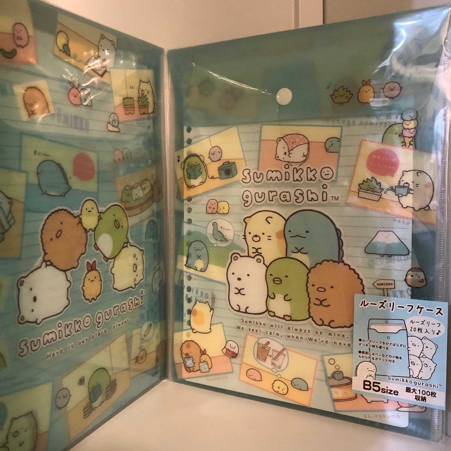 Stationery Kawaii Import | Blue Sumikko Gurashi B5 Size Paper Holder With Snap