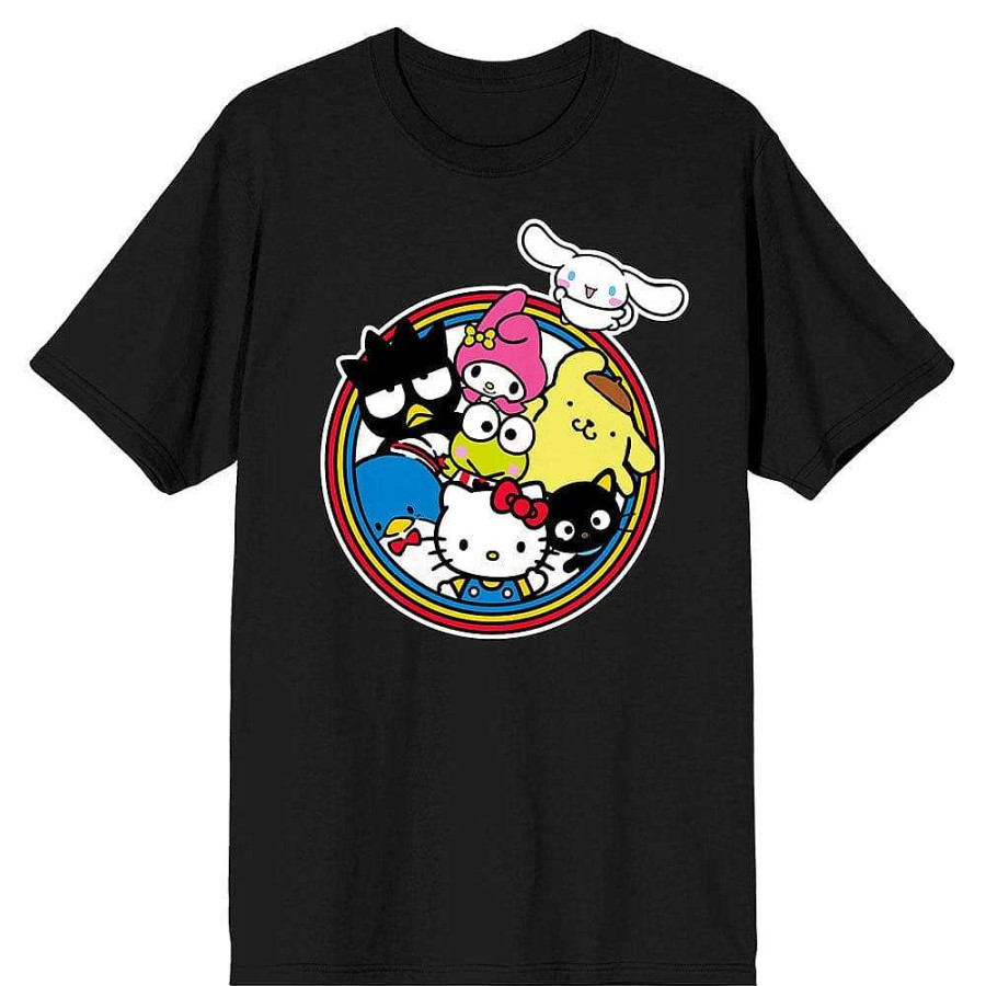 Styles BioWorld Sanrio Apparel | Hello Kitty & Friends Together Rainbow Black Tee Unisex