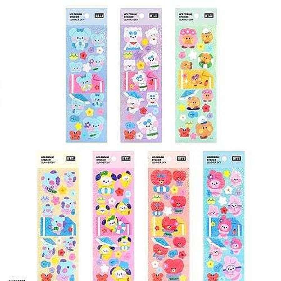 K-Pop BeeCrazee | Bt21 Minini Summer Sky Sparkly Stickers