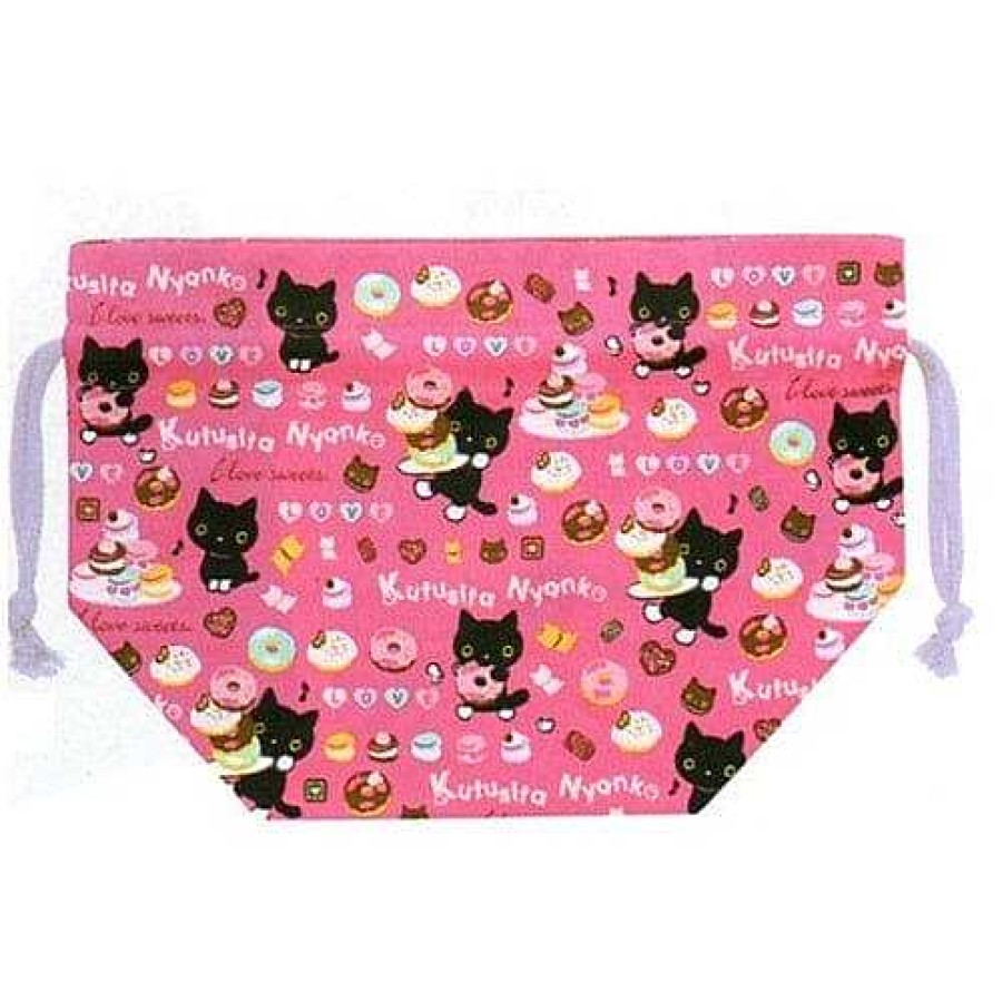 Homegoods Kawaii Import | San-X Kutusita Nyanko Drawstring Bento Pouch: Donuts