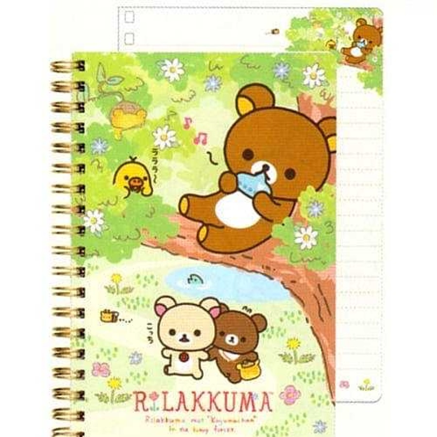 Stationery Kawaii Import Spiral Notebooks | San-X Rilakkuma Relax Bear B6 Spiral Notebook: Kogumachan & The Honey Forest (A)