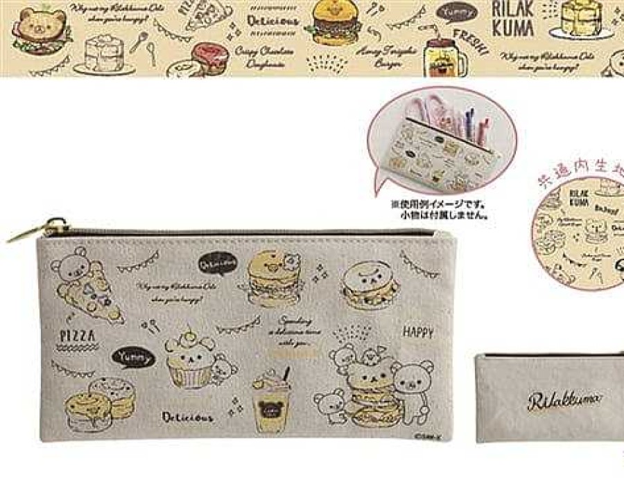 Styles Kawaii Import Pen Pouches | San-X Rilakkuma Deli 7.5" Canvas Pouch