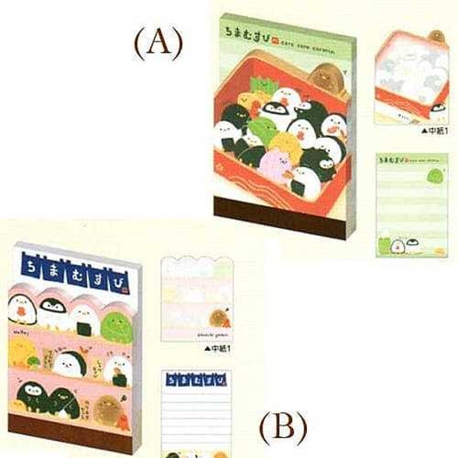 Stationery Kawaii Import Memos | Kamio Coro Coro Cororin Sushi Penguins Small Memo: (B) Shelves