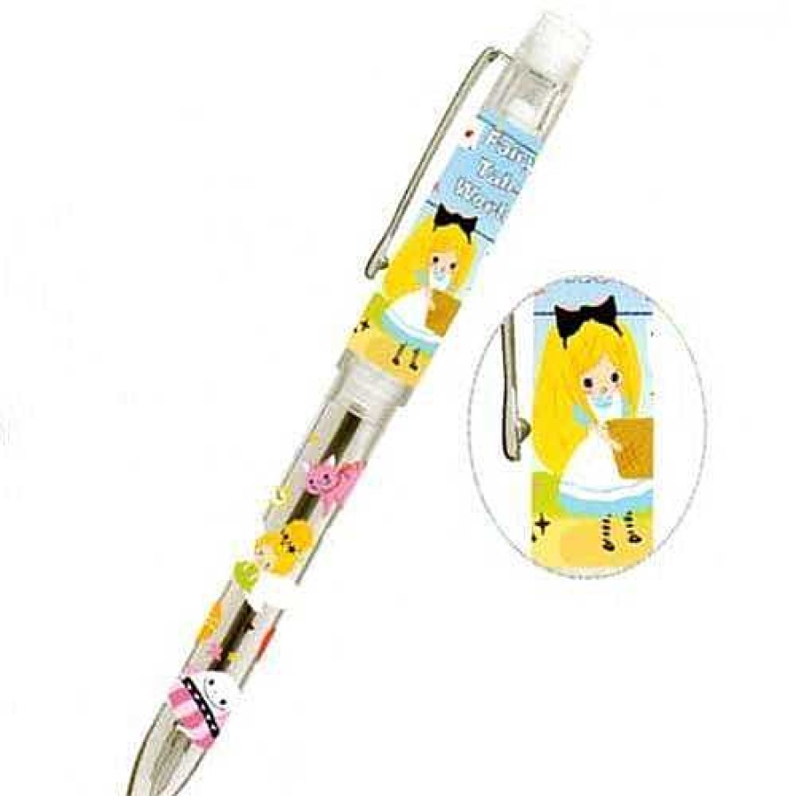 Stationery Kawaii Import Combo Writer | Kamio Fairy Tale World Mechanical Pencil And Pen Two-Way Writer: Alice In Wonderland