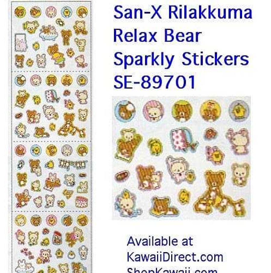 Stationery Kawaii Import San-X Stickers & Washi | San-X Relax Bear Sparkly Micro Stickers