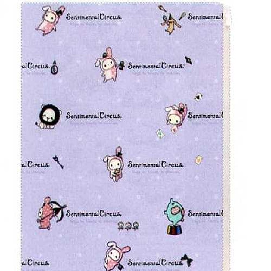 Stationery Kawaii Import | San-X Sentimental Circus A4 6 + 1 Sliding Zip Lock Pockets A4 Plastic File Folder: Purple