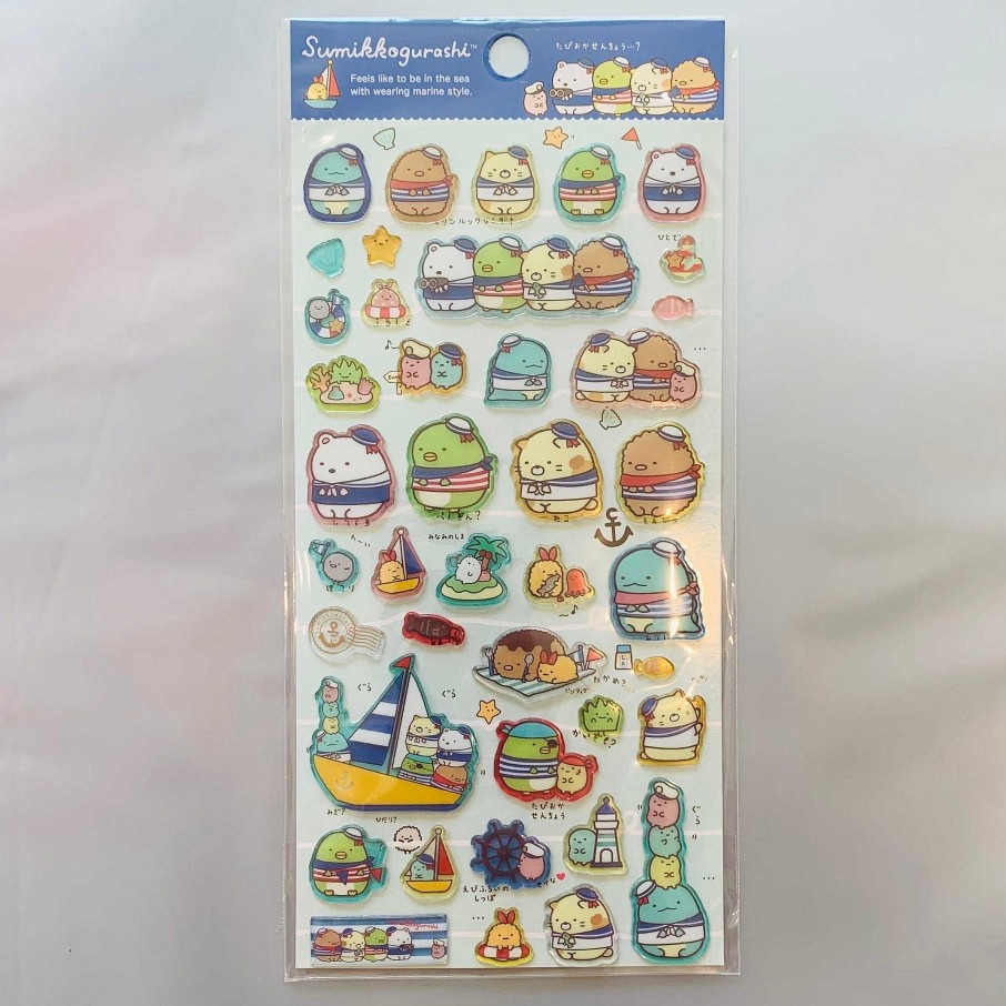 Stationery Kawaii Import San-X Stickers & Washi | San-X Sumikko Gurashi "Things In The Corner" Marine Style Thick Epoxy Stickers