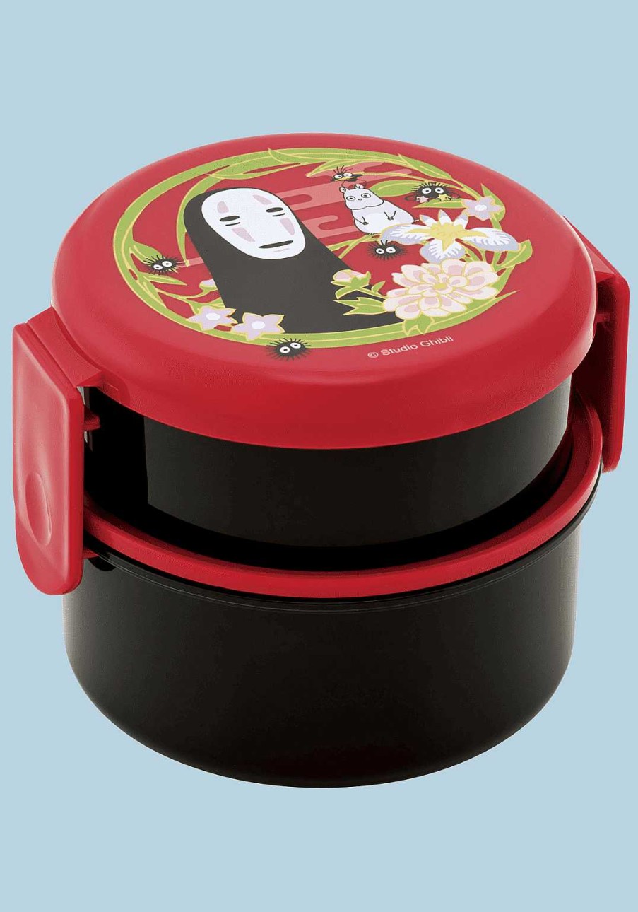 Homegoods Clever Idiots | Spirited Away Dark Red 2-Layered Round Bento Lunch Box With Fork