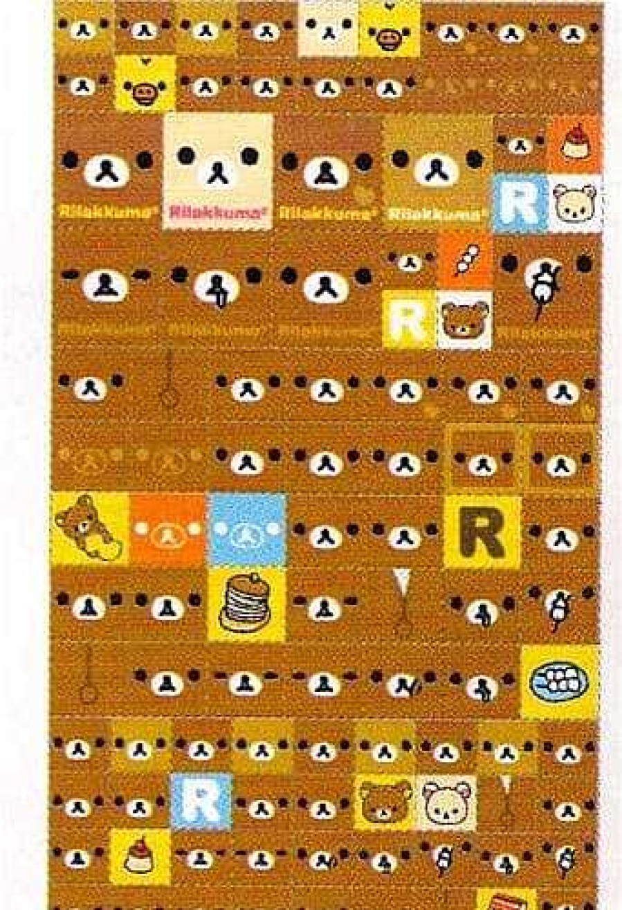 Stationery Kawaii Import San-X Stickers & Washi | San-X Rilakkuma Stickers With Gold Foil Accents: Relax Bear Face