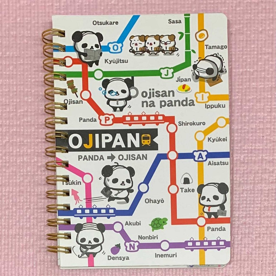 Stationery Kawaii Import Spiral Notebooks | Ojipan Panda A6 Spiral Notebook: Subway Map