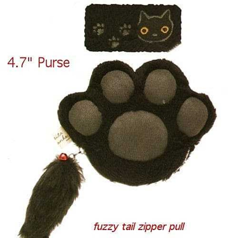 Styles Kawaii Import Coin Purses | San-X Kutusita Nyanko 4.7" Paw Coin Purse: Black Kitty