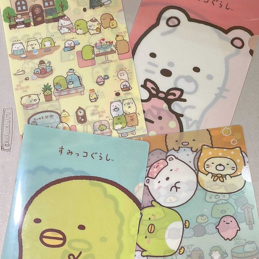 Stationery Kawaii Import | Sumikko Gurashi Vinyl A4 File Folders 4-Packs