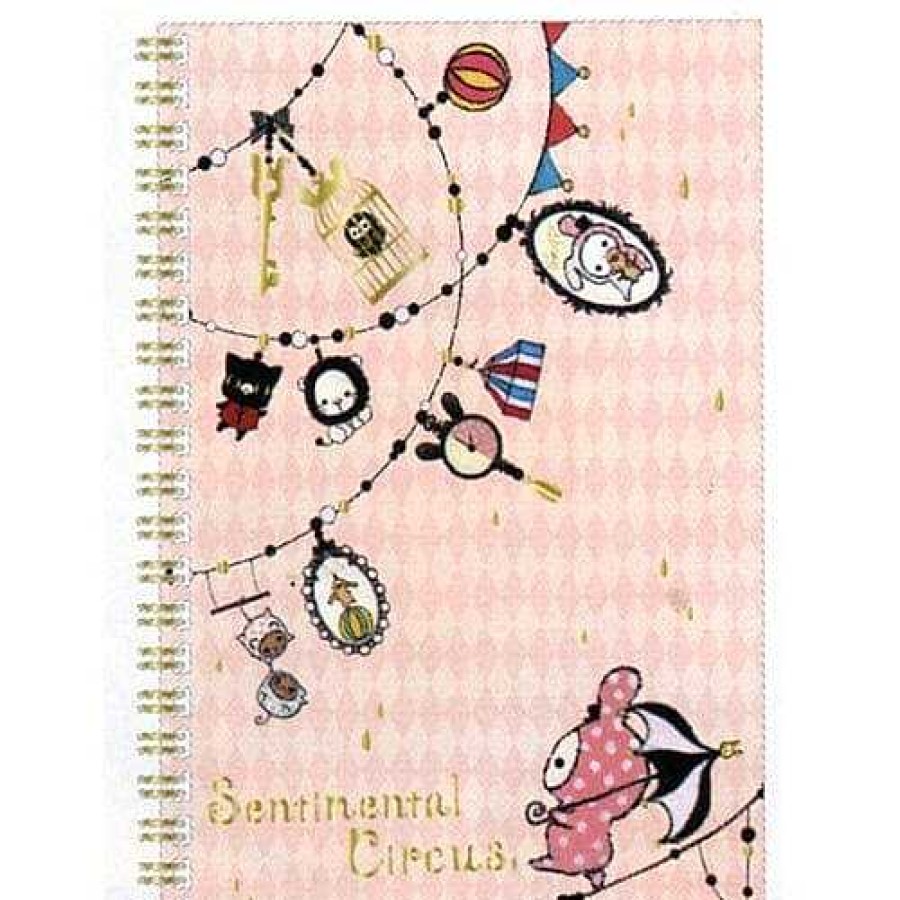 Stationery Kawaii Import Spiral Notebooks | San-X Sentimental Circus B6 Hard Cover Spiral Notebook: Rope