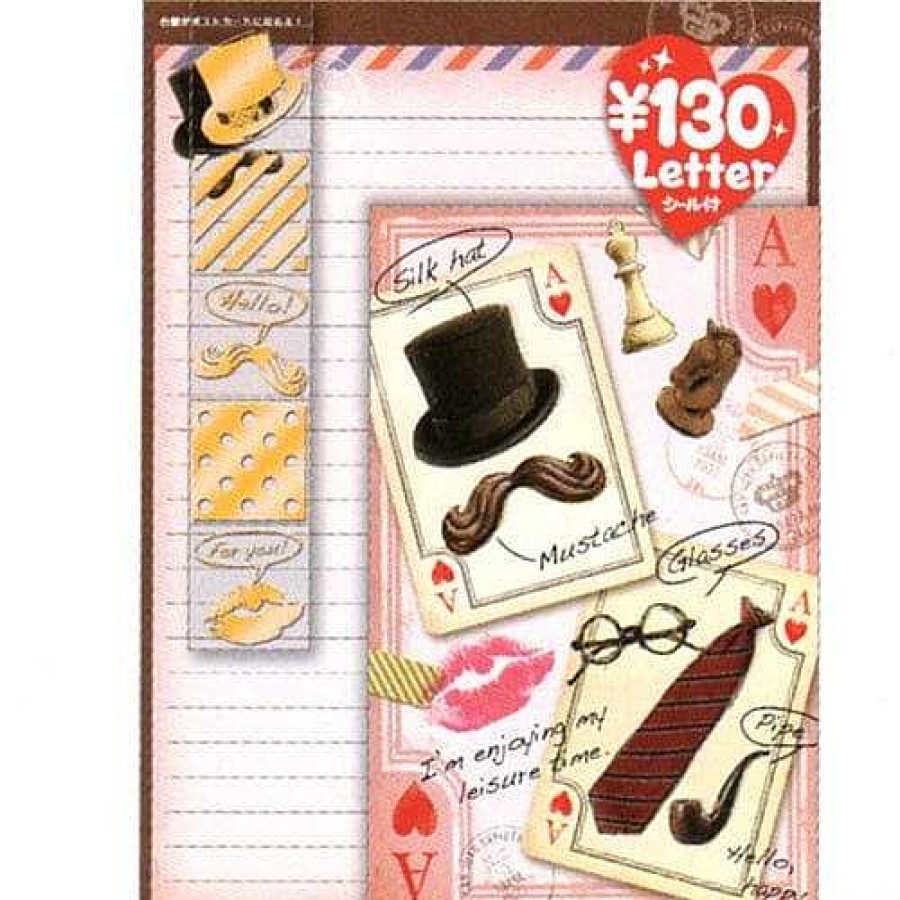 Stationery Kawaii Import Letter Sets | Kamio Gentle Mustache Letter Set With Seal Stickers