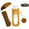 Homegoods Kawaii Import | San-X Rilakkuma Light-Weight Tri-Fold Umbrella With Caribiner Vinyl Leather Pouch: Relax Bear