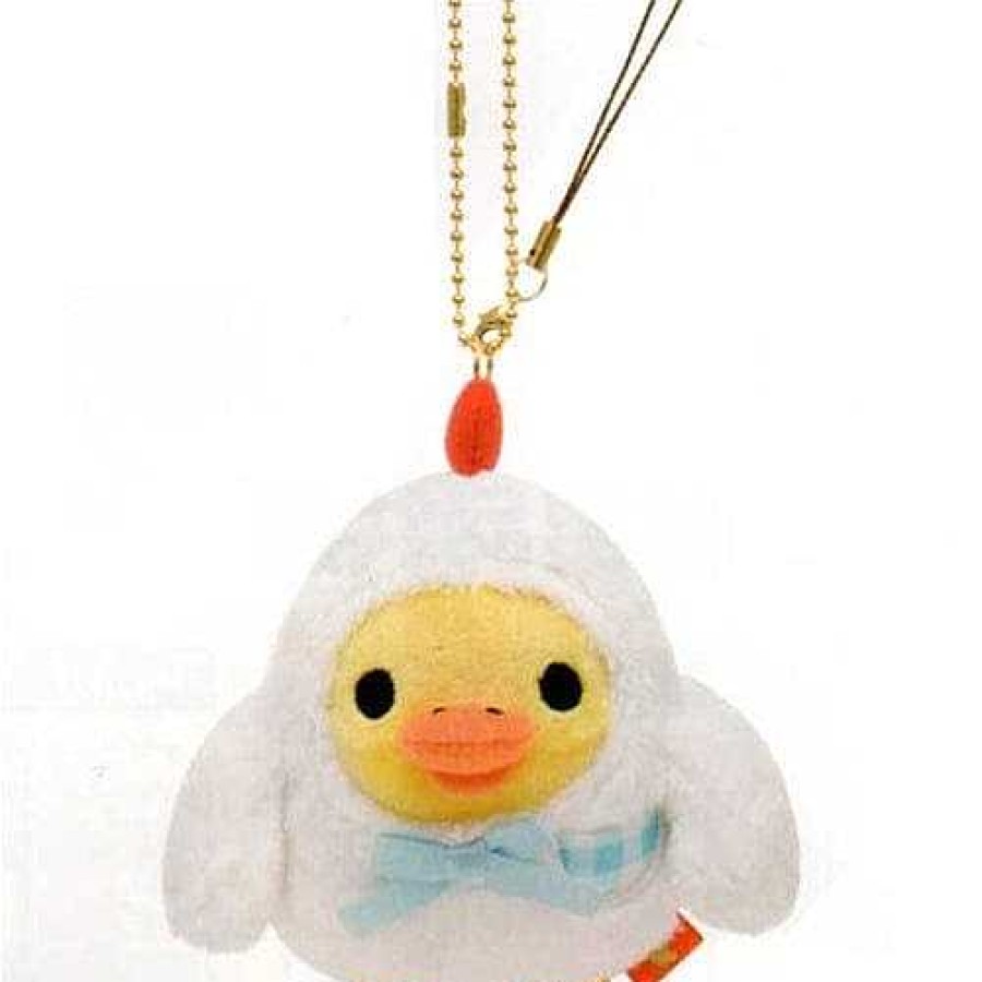 Styles Kawaii Import Bag Charms | San-X Rilakkuma Egg Kitchen 3.5" Yellow Birdie Plush With Key Chain & Strap