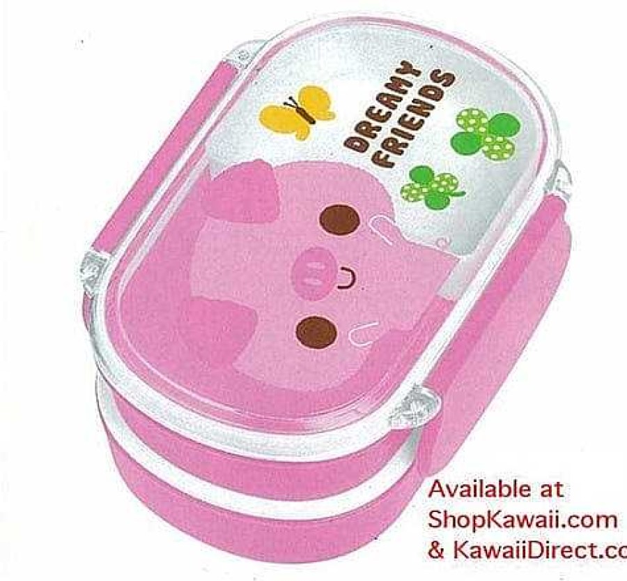 Homegoods Kawaii Import | Kamio Dreamy Friends 2-Layered Bento Box With Snap Closure: Piggy