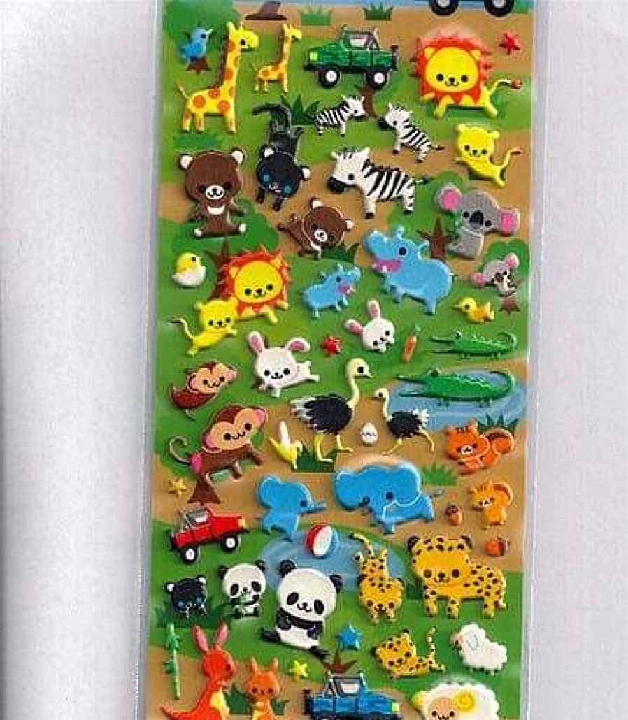 Stationery Kawaii Import Japanese Stickers | Kamio Safari Animals Spongy Marshmallow Stickers