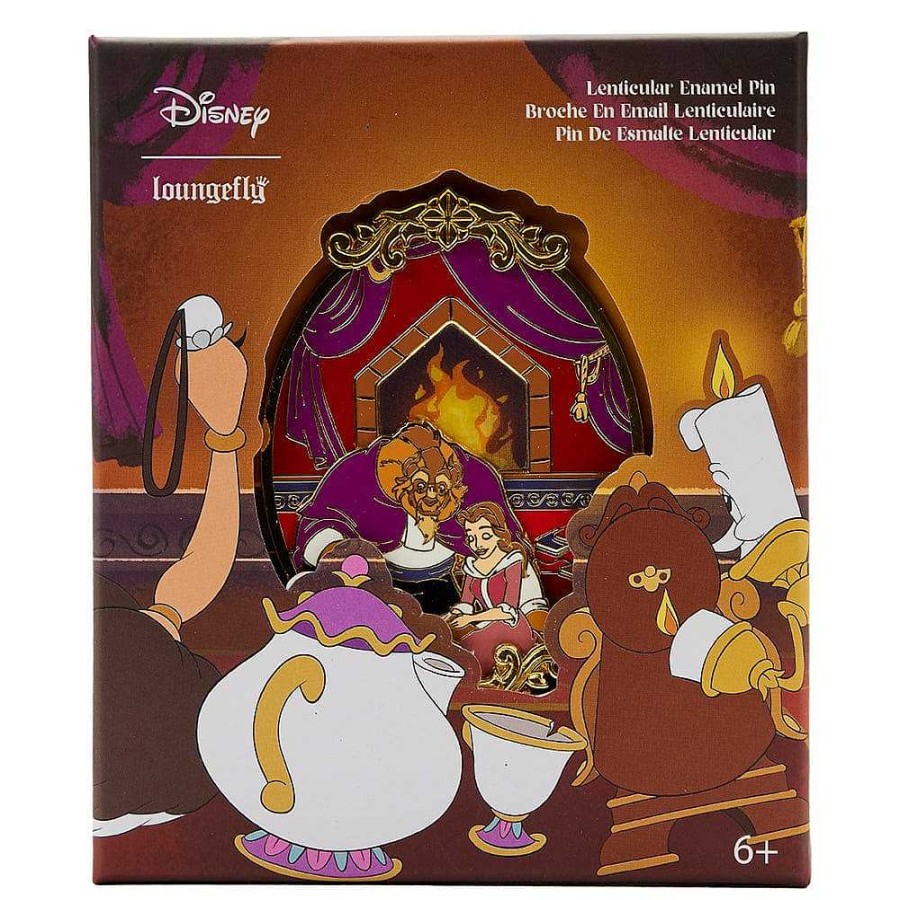 Styles Loungefly | Loungefly Disney Beauty And The Beast Fireplace Lenticular Enamel Pin