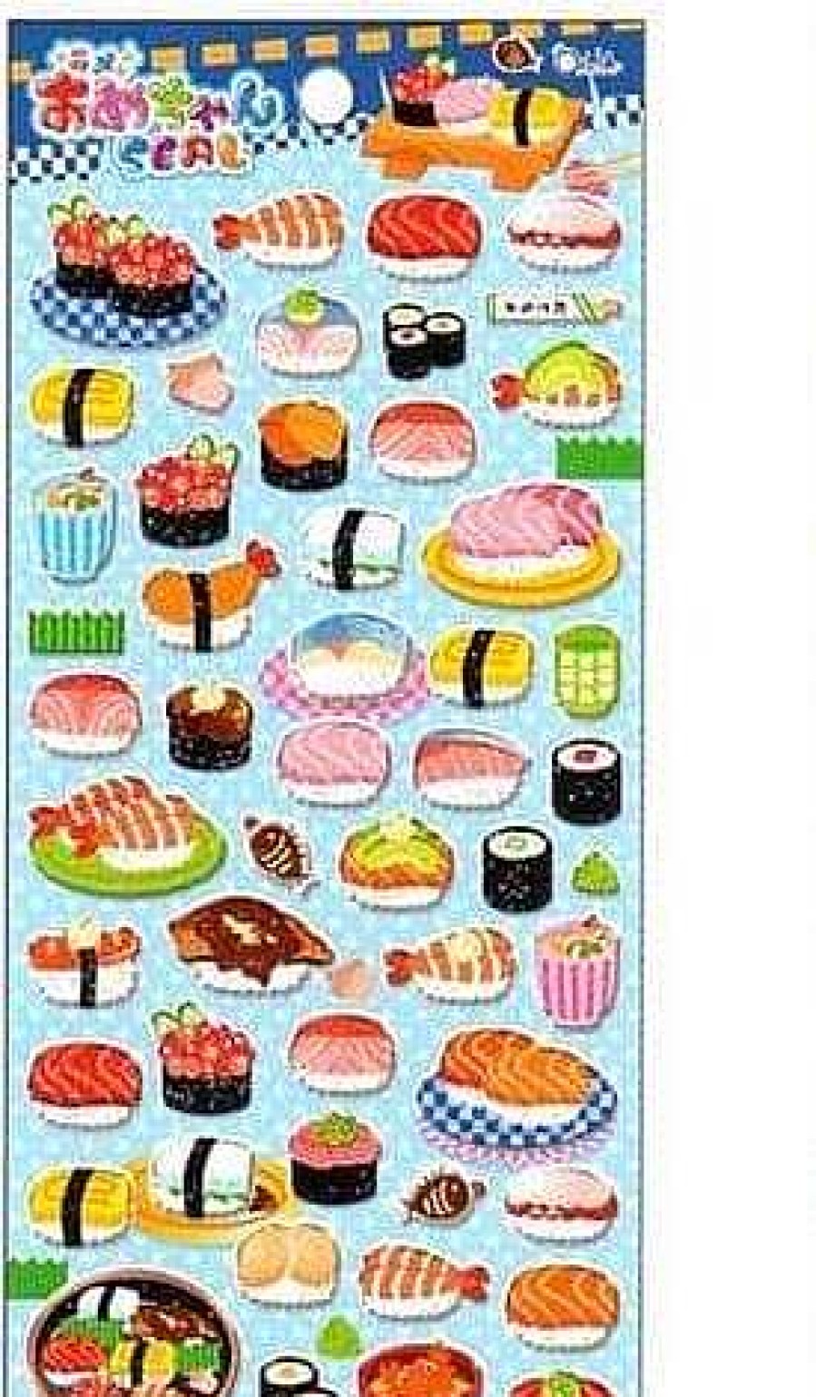 Stationery Kawaii Import Japanese Stickers | Q-Lia Sparkly Epoxy Stickers: Sushi