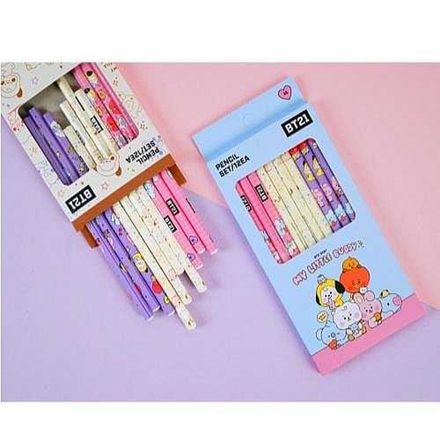 K-Pop BeeCrazee | Bt21 My Little Buddy 12 Piece Pencil Set