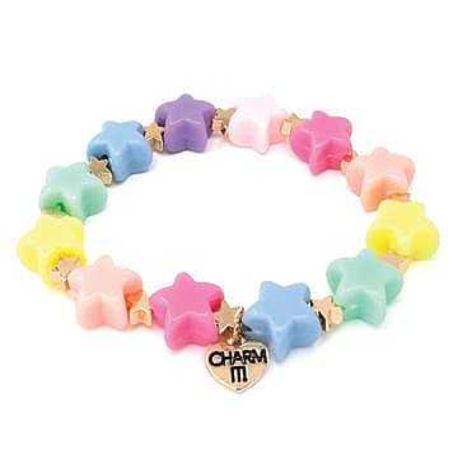 Styles Charm It Charm It! | Gold Pastel Star Stretch Bead Bracelet