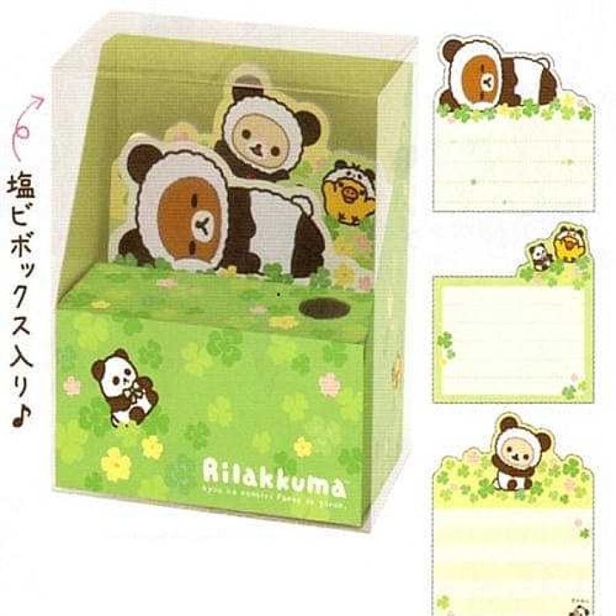 Stationery Kawaii Import Memos | San-X Rilakkuma Panda Bear Die-Cut Small Memo Box Set: Green